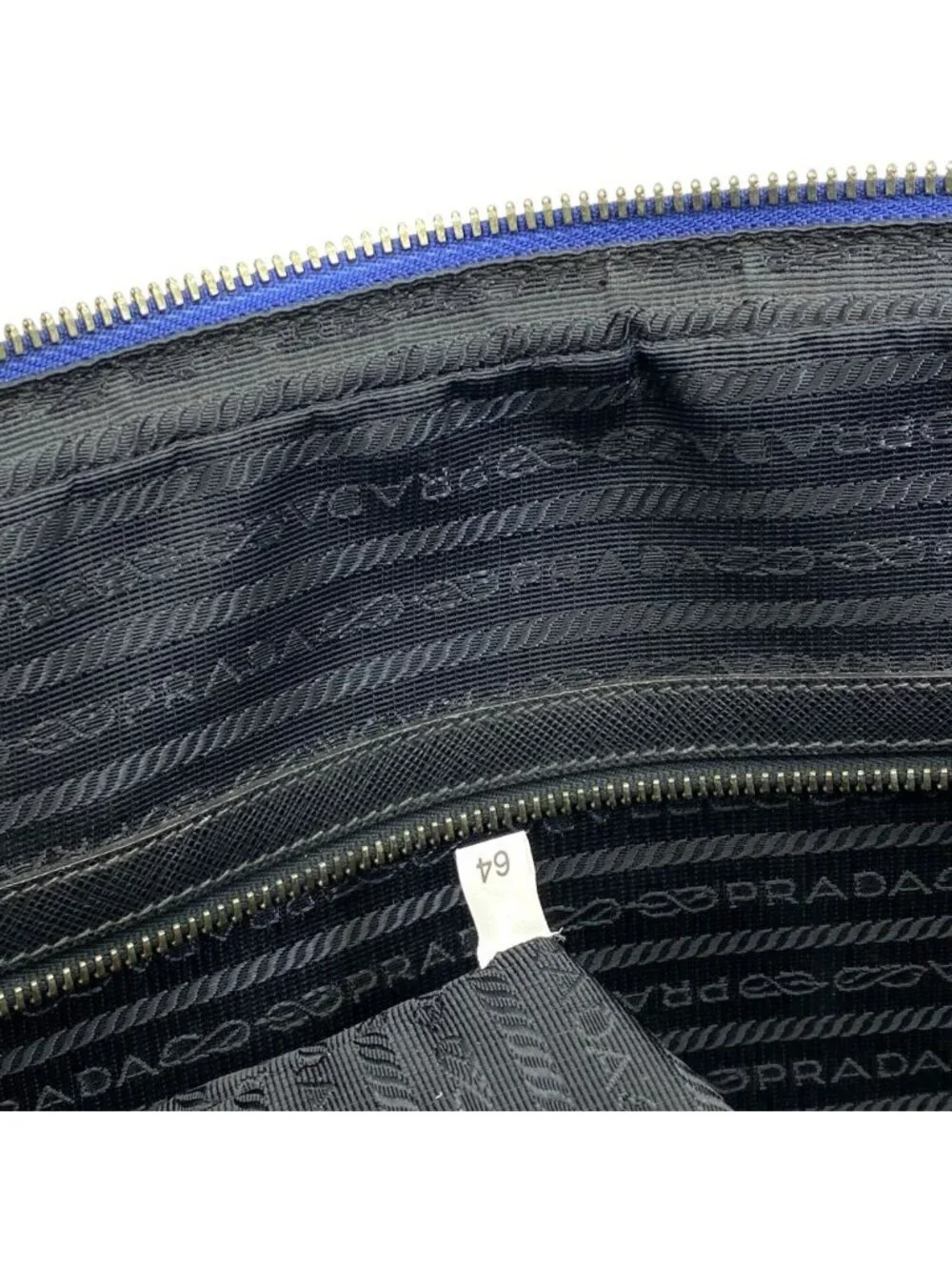 Prada Business Briefcase Handbag Triangle Logo Saffiano Leather Blue Document